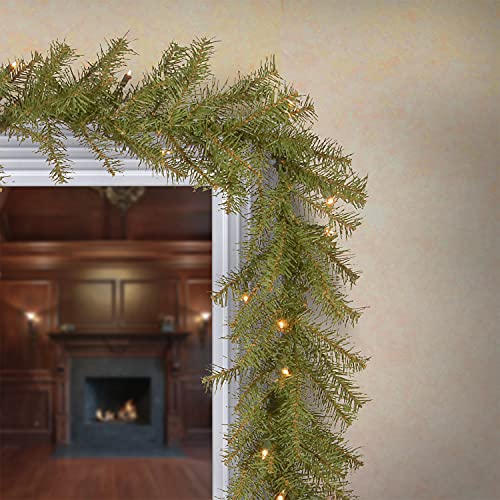 9-Foot Pre-Lit Artificial Christmas Garland, Green Norwood Fir - White Lights (Plug In)