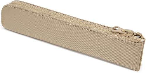 Estuche para lápices, lindo y delgado, pequeño, elegante, de nailon, ligero, (caqui, tela Oxford)