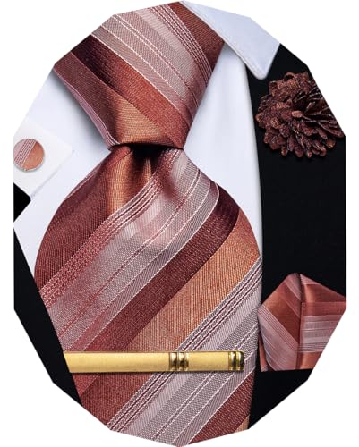 Image of YourTies Striped Plaid Ties for Men Silk Formal Necktie Set