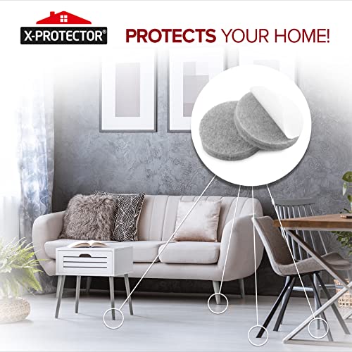 Image of X-Protector Pack of 8 Felt Pads 15 x 11 cm Premium Furniture Gliders Grey Felt Self-Adhesive