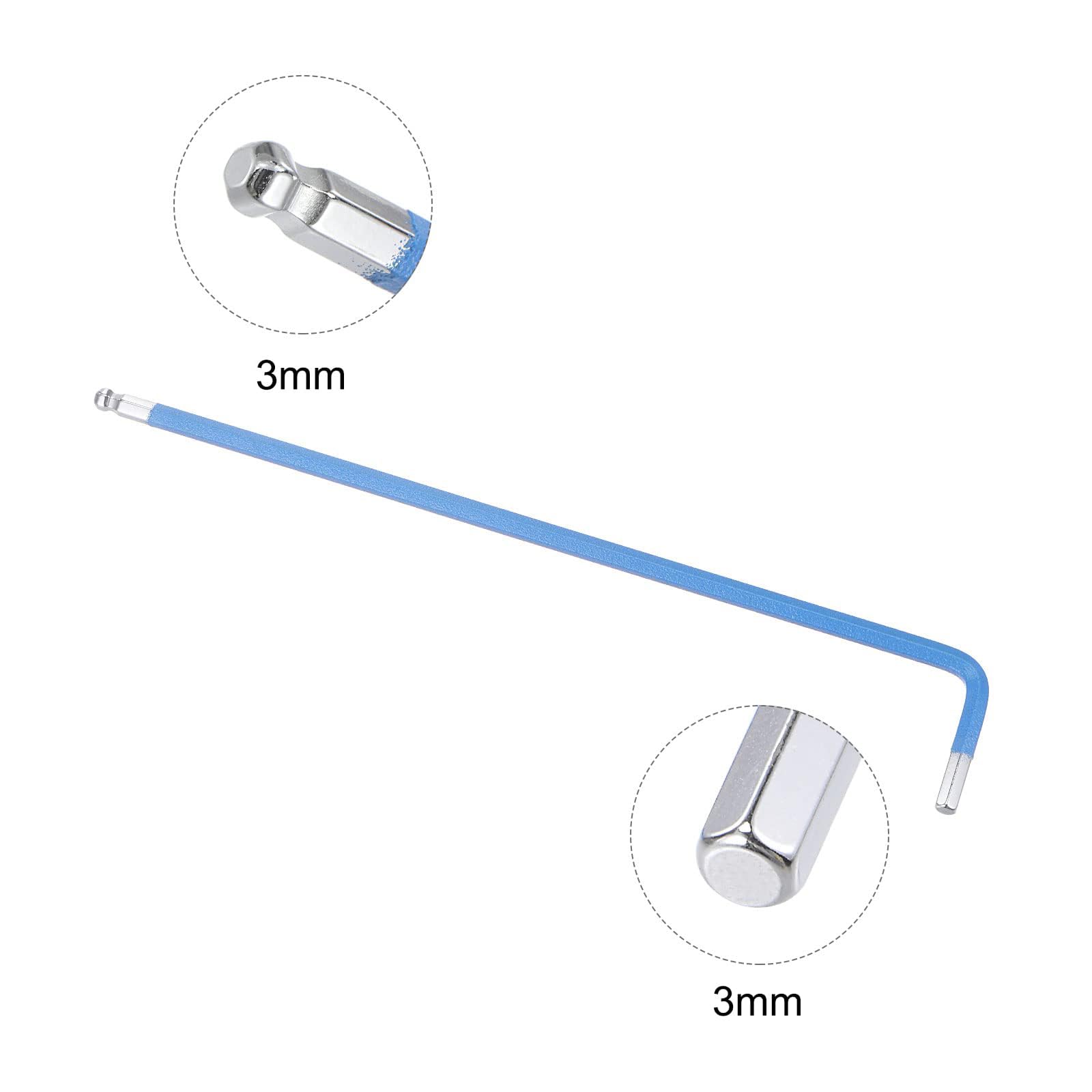 TA-VIGOR 1Pcs 3mm Ball End Hex Key Wrench, Long Arm L-Shaped CR-V Steel Allen Wrench Tool for Furniture Bike, and Equipment Maintenance - Image 3