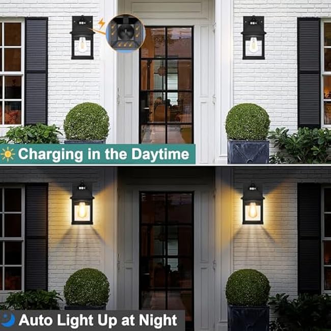Solar Porch Lights Solar Sconce Lights Wall Light 5.8 * 5.8 * 11.8in