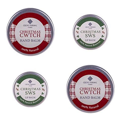 Celtic Herbal Natural Christmas Skin Balm Multipack | Christmas Cwtch Hand Balm | Christmas Sws Lip Balm | 100% Natural & Moisturising Cover