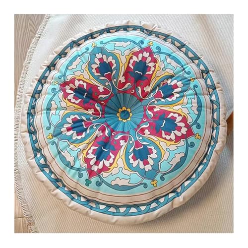 Cojín de Meditación para Yoga, Cojín de Asiento de Coche, Cojín Suelo Cuadrado 45 cm Aumento con Asa, Almohada de Suelo Redondo, para Sillas, Bancos, Palets, Interior y Exterior(W4)