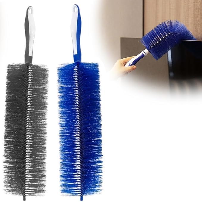 Flexible Fan Dusting Brush, Bendable Fan Duster- Multifunctional Microfiber Fan Dusting Brush, Fan Cleaning Brush (2*Gray)