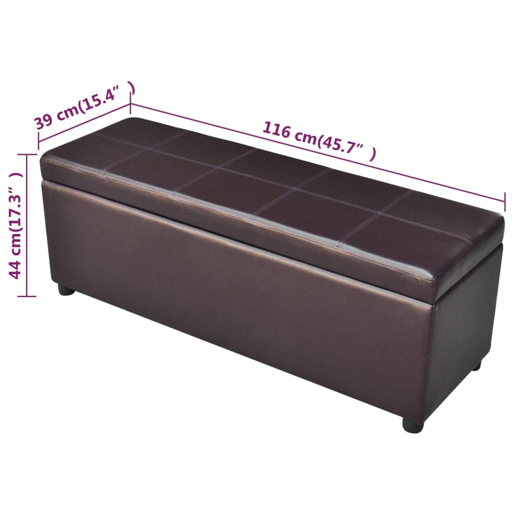 Baúl de madera con cojín de asiento, 116 x 39 x 44 cm, marrón, 100% PVC, taburete con espacio de almacenamiento, banco acolchado con baúl grande, aspecto vintage para pasillo, salón