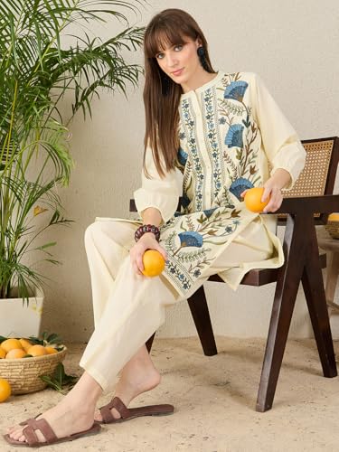 Image of INDO ERA Women's Catton Ethnic Co-Ord Set | Kurta Pant Set | Kurta Palazzo Set | Stylish Cotton Suit Set for Women,11947 | Co Ord Set For Women Stylish |