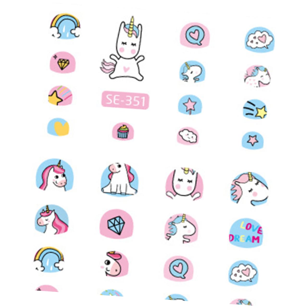 FRCOLOR 30fogli Adesivi Per Unghie Tema Unicorno Adesivi Cartoon Autoadesivi Per Nail Art Per Ragazzo Ragazza Motivi Casual