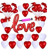 Keleily luftballons Herz 100 Stücke Herzluftballon Rot und Weiß mit Großen Helium Luftballons Lie...