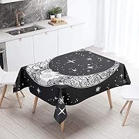 Chickw1 3D Tischdecke 140x140cm – Wasserdicht & ölfest Mit Sonne-Mond-Muster Für Garten & Balkon