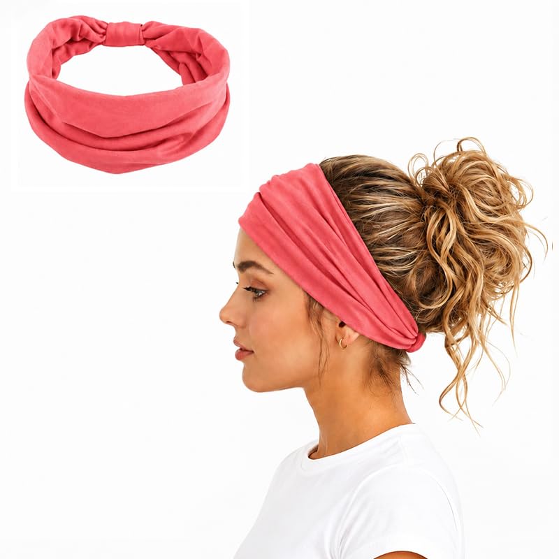 Women's Headband - Loose, Breathable, and Sweat-absorbent Elastic Headband, Suitable for Yoga, Fitness, and Running (Watermelon Red)