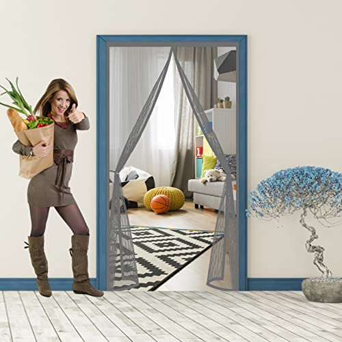 Moustiquaire porte robuste et pliable avec kit complet gris