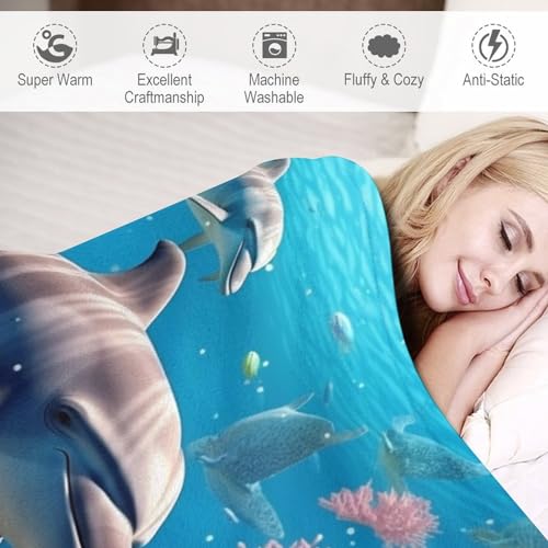 Couverture polaire dauphins en flannel d'une douceur exceptionnelle