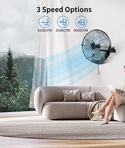 Beestar 18 Inch High Velocity Wall Mount Fan,Industrial Fan With 3 Speed Commercial Ventilation,Easy Operation And 270 Degree Tilting,Metal Fan For Warehouse,Greenhouse, Workshop And Basement #TOP3