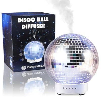 Disco Ball Diffuser Rotating - Original Disco Essential Oil Diffuser with Whisper Quiet Operation, 14 Color Night Light & 4 Time Settings | Cute Home, Classroom, Dorm Decor for Medium Room Silver