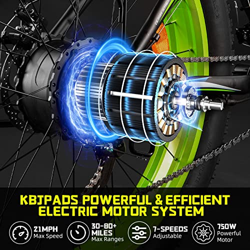 Kbjpads 26" Adult Fat Tire Electric Bicycle, Mountain Bike Electric For Adults 48V 750W 21-Speed Ebike With Installation Tools #TOP2