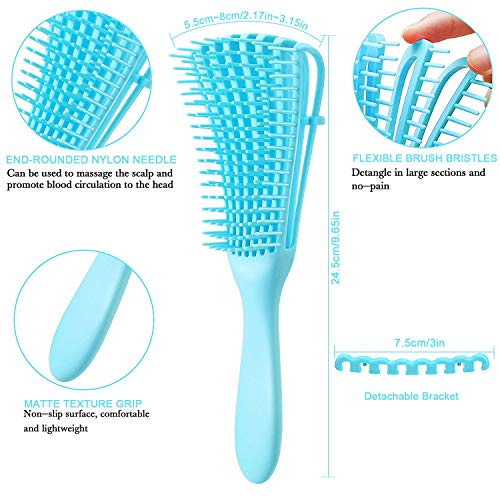 EZ Detangler Hair Brush - Detangler for Curly/Afro 3a-4c Kinky Wavy/Curly/Coily/Thick/Long Hair (Blue) - Image 2