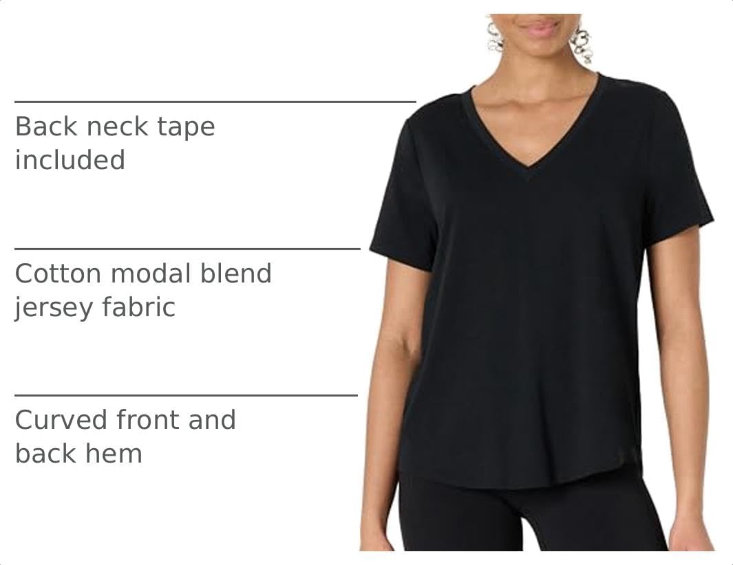Amazon Essentials Women's Active Soft Cotton Modal V-Neck Short Sleeve Lightweight Yoga Workout T-Shirt with Curved Hem image 4