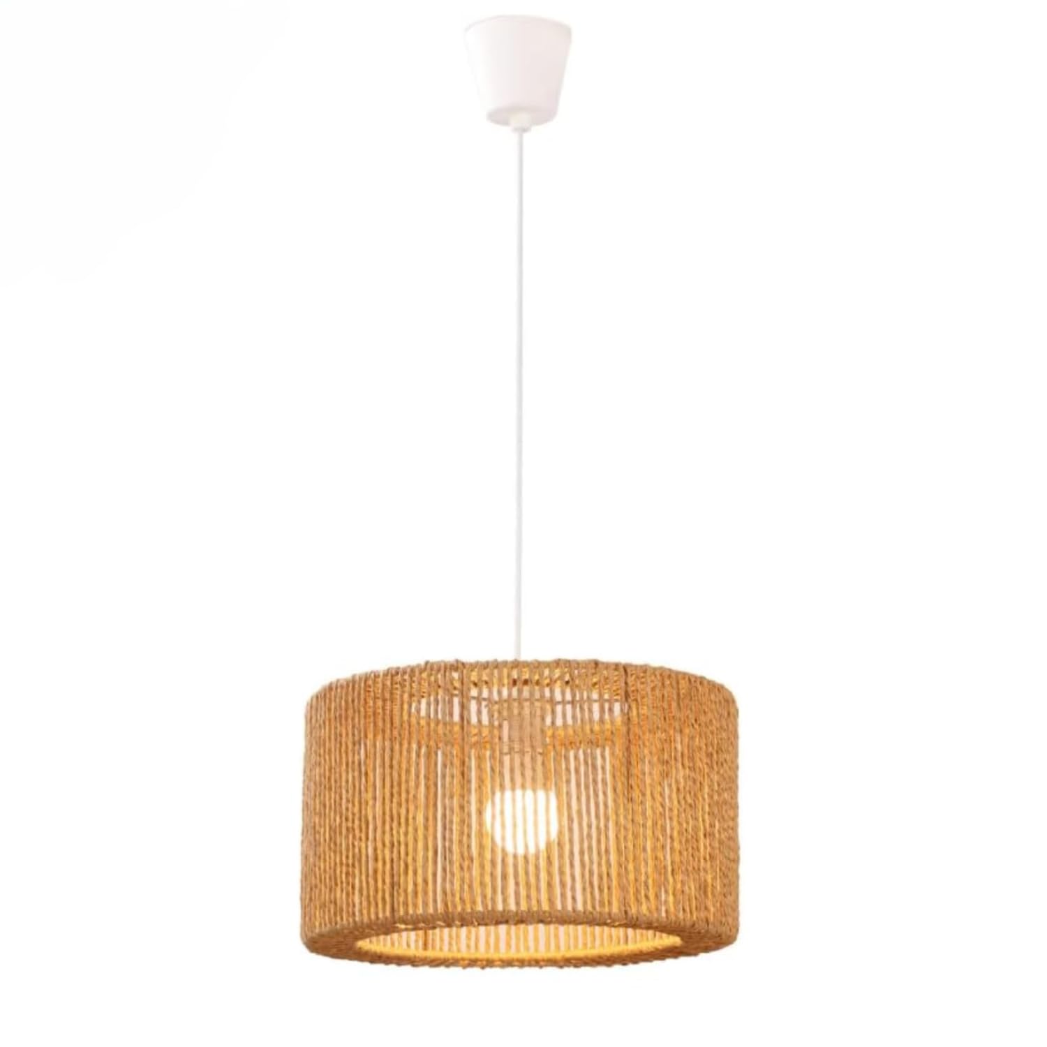 LightLogic Hängelampe ARILAS - Pendelleuchte Esstisch Boho Style mit E27 Fassung und Beige Lampenschirm - Elegante Hängeleuchte Geflochten für Wohnzimmer und Schlafzimmer- Stilvolle Deckenlampe