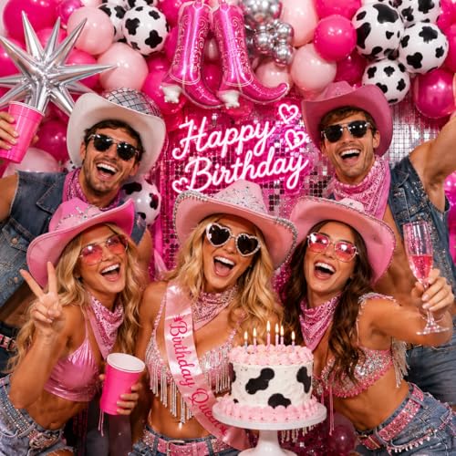 Image of Cowgirl Garland Arch Kit 170Pcs with BONUS Boot Balloons, Cowgirl Party Decorations for Disco Cow Girl Birthday Party Decorations Last Rodeo Bachelorette Decoration Western Birthday Decor