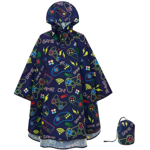 Image of WAWSAM Lightweight Rain Poncho Kids, Ponchos for Kids Waterproof Reusable Hooded, Kids Poncho Rain Jacket