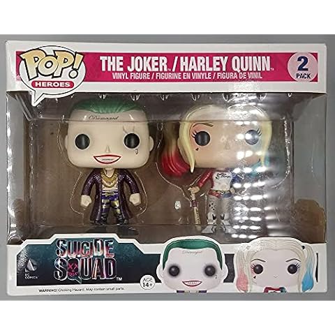 Funko FK9133 Suicide Squad Puppen- Joker und Harley Quinn Metallic Variante 2er Pack Vinyl Figur 10 cm limitiert Cover