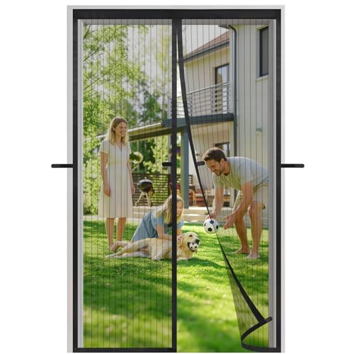 Meet Beauty Mosquitera Magnética para Puertas 110x120cm, Diseño Resistente al Viento de Tercera Generación, Instalación Sencilla, Negro