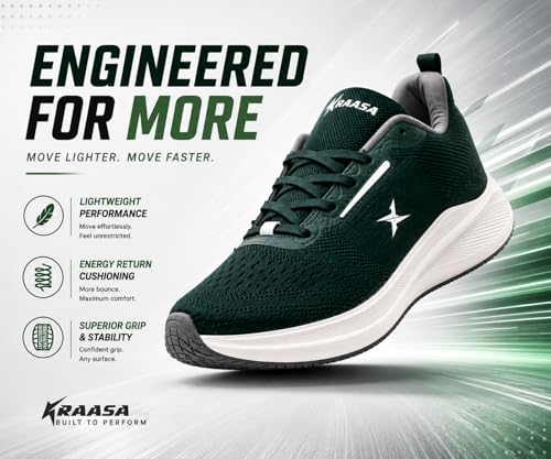 Image of Kraasa Men's Running Shoes | Breathable Mesh Upper | Lightweight Phylon Sole | Cushioned EVA Insole | Comfortable Sports & Casual Sneakers for Gym, Walking & Daily Use