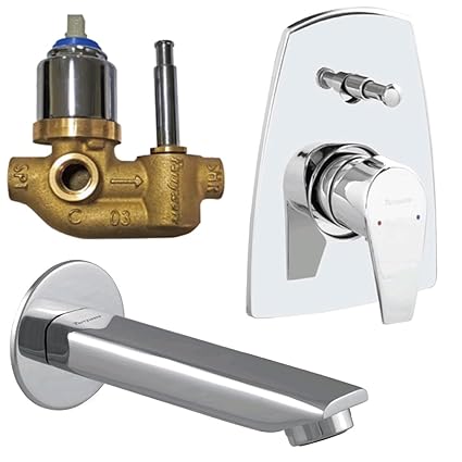 PARRYWARE Edge Ultra HIGH Flow Complete Diverter Set (HI-Flow Diverter Body+ Exposed Part KIT+ SPOUT), Chrome Finish(G4887A1+G4885A1+T1327A1)