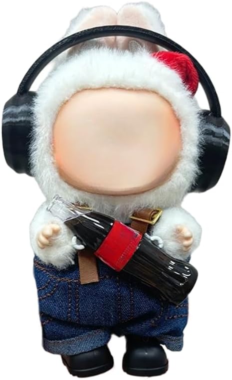 Clothes for Labubu 3-Piece Outfit Set with Headphones - Trendy for 17cm Cola Dolls,Perfect for Everyday Play & Display(NO Doll) (Black Earphones)