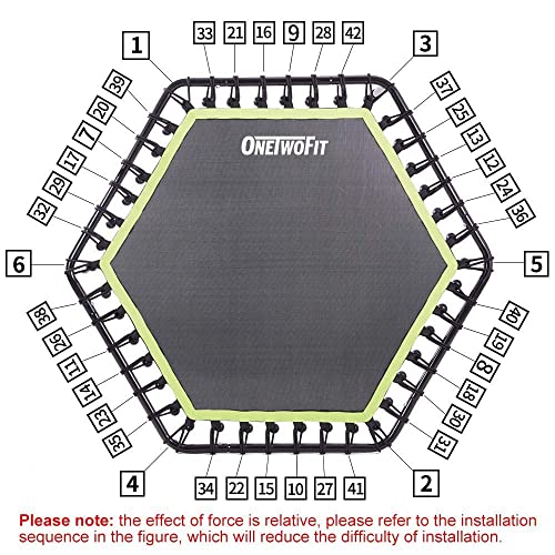 Onetwofit 48" Silent Mini Trampoline With Adjustable Handle Bar Fitness Trampoline Bungee Rebounder Jumping Cardio Trainer Workout For Adults Or Kids #TOP5