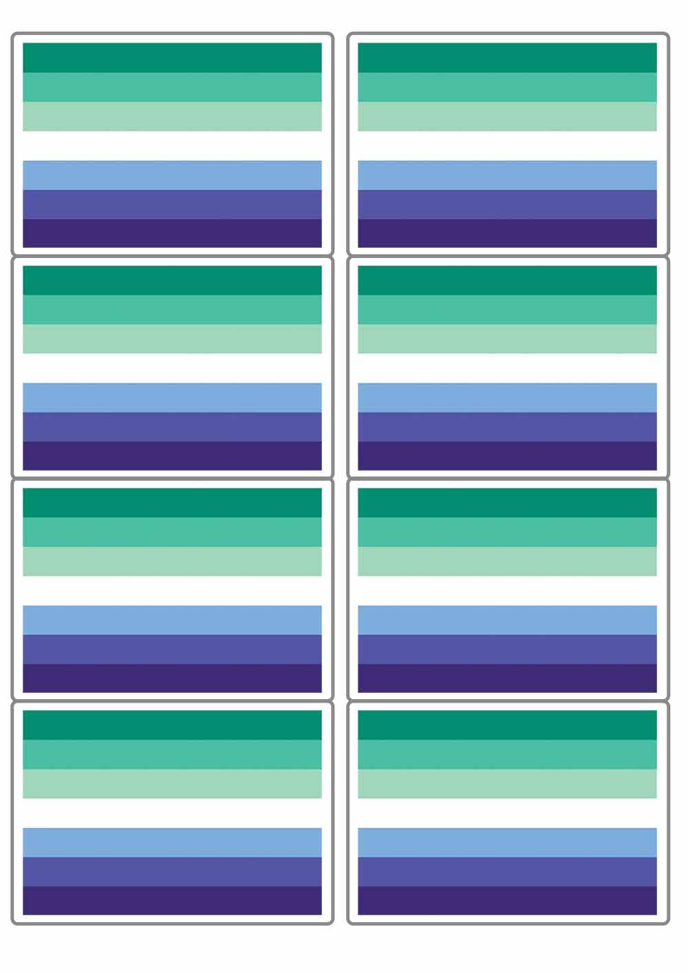Gay Male Pride Diversity LGBTQAI+ Flag Rectangular Matt Paper Stickers A4 Sheet of 8 (Each Sticker is 99mm x 68mm) (Rectangular)
