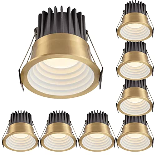 Juego de 8 focos LED Regulables, focos COB anslumbrantes de 3 Pulgadas, iluminación empotrada, Foco de retroadaptación con Forma de Globo Ocular de 3 W, 7 W y 12 W, luminaria empotrada A-3 W