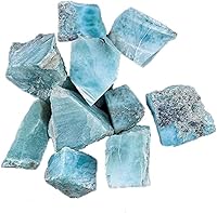 Vista 1 de Duggu Natural 50.00Cts Larimar Crystals Raw Pectolite Rough Slice Stones Chunks Stone For Cabochon Reiki Crytsal Healing Home decor Jewelry Card