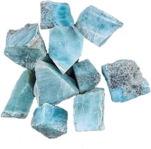 Duggu Natural 50.00Cts Larimar Crystals Raw Pectolite Rough Slice Stones Chunks Stone For Cabochon Reiki Crytsal Healing Home decor Jewelry Card