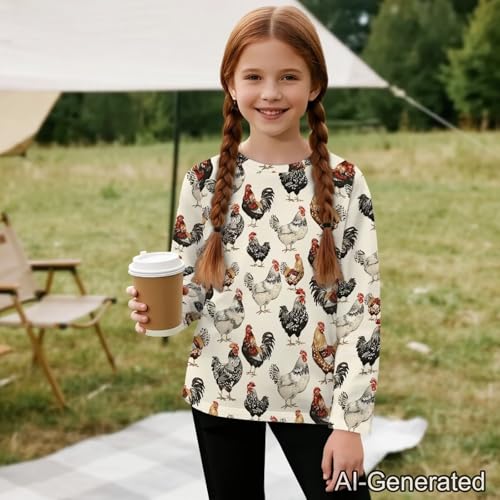 Image of Renewold Boys Girls Tees Kids T-Shirt Long Sleeve Crewneck T Shirts Casual Athletic Tops Clothing for Home School Travel