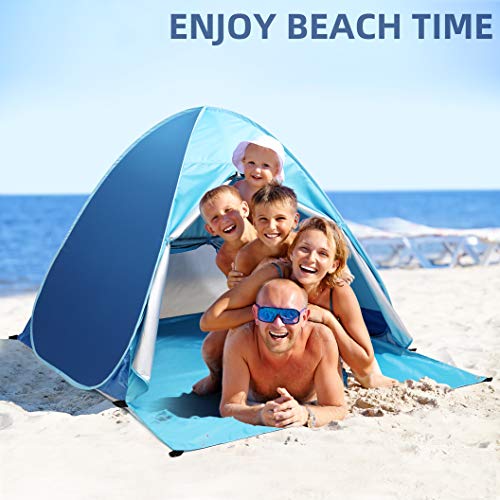 2-3 Person Pop Up Beach Tent Portable Sun Shelter UV Protection Water-Proof with Cover and Carry Bag for Camping, Barbecue, Gardens, Fishing, Hiking, Picnic and Beach image 7