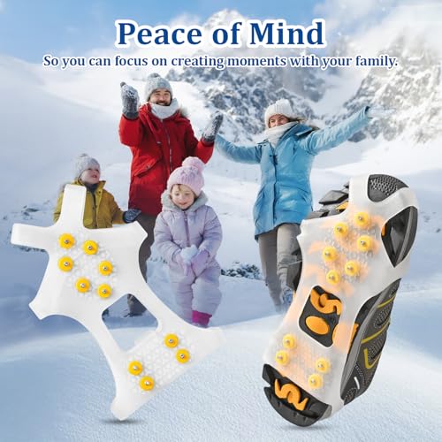 Light Ice Snow Grips Cleat Crampons Over Shoe Boot Traction Cleat Slip-on Stretch Footwear (Transparent, Medium) - Thumbnail 7