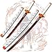 Gra Zabawka Miecz Katana na Zaopatrzenie Firm Rekwizyt Halloweenowy Sukienka Party Anime Fan Cosplay, Miecz Samuraja Rengoku Kyoujurou 80cm 104cm, Bambusowe Ostrze Katany Japońskie Anime Miecz