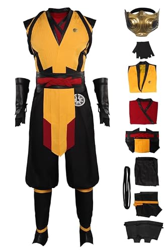 Scorpion Cosplay Warrior Costume Combat Suit Scorpion Gloves Wristband Leggings Vest Mask FullSet Halloween Outfits