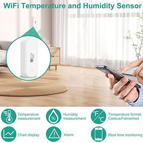 3 Pack Wifi Hygrometer Thermometer, Indoor Bluetooth Temperature And Humidity Sensor, Smart Wireless Temperature Humidity Monitor With App Notification Alert For Home Greenhouse (Supports 2.4G Wifi) #TOP1