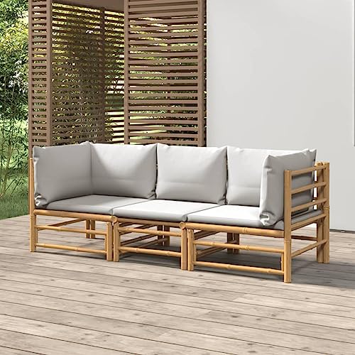 WRJENFSC Modern Patio Lounge Set 3-Piece Outdoor Conversation Furniture Light
