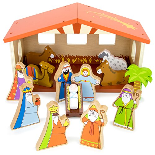 Classic Nativity Set (14pcs) – O Holy Night Wooden First Christmas Story Playset