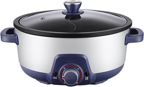1500W Electric Shabu Hot,Pot Dual-Flavor Pot,Hot Pot Electric with Divider,Large Capacity,4-Speed Temperature Regulation,for Restaurants,KitchensColorBlue