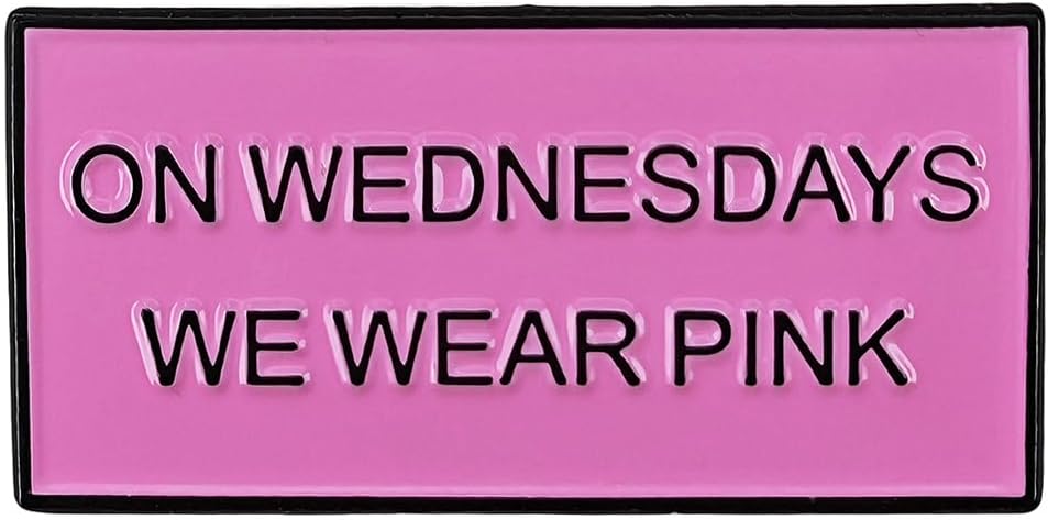 Ficsowy“On Wednesdays We Wear Pink” Enamel Pin - Mean Girls Movie Inspired Quote Badge, Funny Fashion Accessory for Bags & Lapels