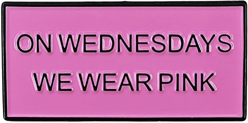 FicsowyOn Wednesdays We Wear Pink Enamel Pin - Mean Girls Movie Inspired Quote Badge, Funny Fashion Accessory for Bags & Lapels