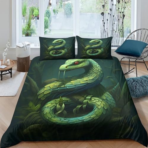 Housse de couette serpent vert hypoallergénique en microfibre douce - 4