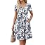Floral White Blue