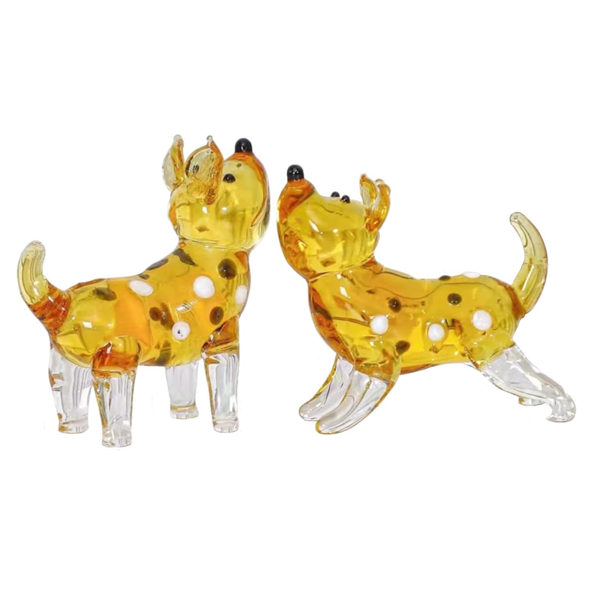 ZDHC 2 Pcs Cute Dalmatian Dog Figurine Art Hand Blown Glass Puppy Sculpture Collectible Animal Crystal Ornaments for Centerpiece Home Office Display Decor Craft
