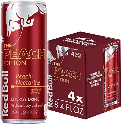 Red Bull Peach Nectarine, 8.4 Fl Oz Cans, 4 Pack